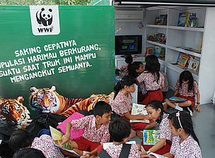 Pelajar SD memperoleh informasi mengenai harimau sumatra dan habitatnya di Panda Mobile
© WWF-Indonesia/Irza Rinaldi
© WWF-Indonesia/Irza Rinaldi